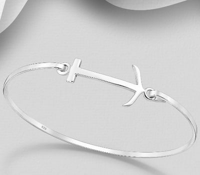 925 Sterling Silver Anchor Bangle