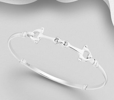 925 Sterling Silver Horse Snaffle Bangle