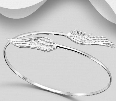 Şəkli böyütmək üçün tiklayın 925 Sterling Silver Wings Cuff Bracelet