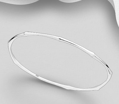 Şəkli böyütmək üçün tiklayın 925 Sterling Silver Bamboo Bangle