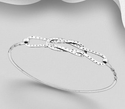 Şəkli böyütmək üçün tiklayın 925 Sterling Silver Love Knot Bangle