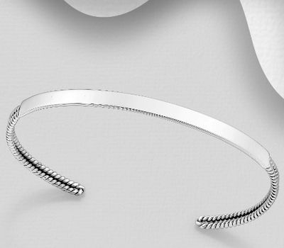 Şəkli böyütmək üçün tiklayın 925 Sterling Silver Oxidized Cuff Bracelet