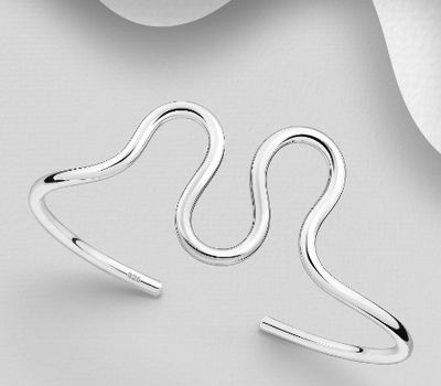 Malın səhifəsinə keç 925 Sterling Silver Wavy Cuff Bracelet
