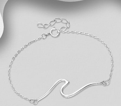 Şəkli böyütmək üçün tiklayın 925 Sterling Silver Wave Bracelet