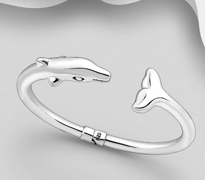 925 Sterling Silver Electroforming Dolphin Cuff Bracelet