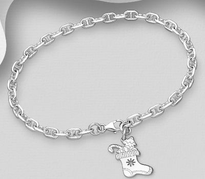 Şəkli böyütmək üçün tiklayın 925 Sterling Silver Socks Bracelet