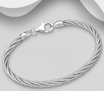 Şəkli böyütmək üçün tiklayın ITALIAN DELIGHT - 925 Sterling Silver Bracelet, 4 mm Wide. Made in Italy.