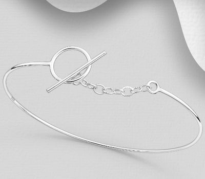 925 Sterling Silver Toggle Clasp Bangle