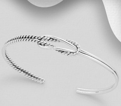 925 Sterling Silver Oxidized Knot Cuff Bracelet