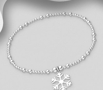 925 Sterling Silver Ball and Snowflake Bracelet