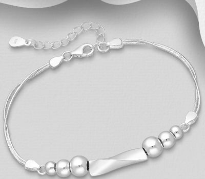 Şəkli böyütmək üçün tiklayın 925 Sterling Silver Ball Bracelet