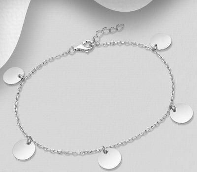 Şəkli böyütmək üçün tiklayın 925 Sterling Silver Engravable Tag Bracelet