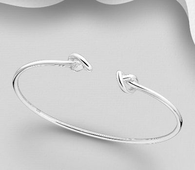 Şəkli böyütmək üçün tiklayın 925 Sterling Silver Love Knot Cuff Bracelet