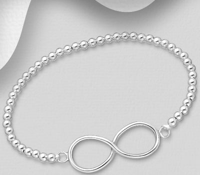 Şəkli böyütmək üçün tiklayın 925 Sterling Silver Infinity Stretch Bracelet