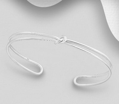 Şəkli böyütmək üçün tiklayın 925 Sterling Silver Love Knot Cuff Bracelet