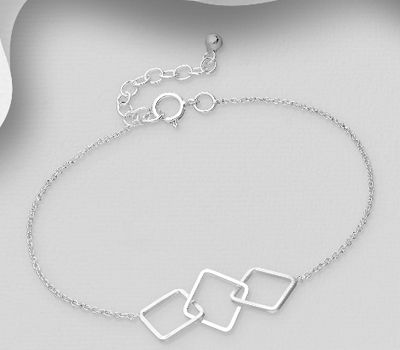 925 Sterling Silver Links & Square Chain Bracelet