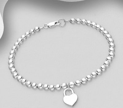 Şəkli böyütmək üçün tiklayın 925 Sterling Silver Lock Heart Bracelet
