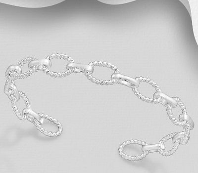 Şəkli böyütmək üçün tiklayın 925 Sterling Silver Links Cuff Bracelet