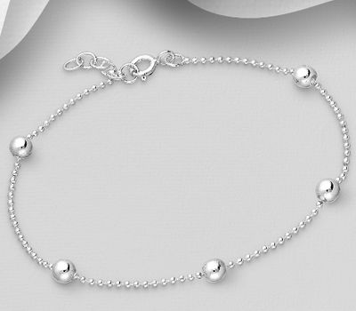 Şəkli böyütmək üçün tiklayın 925 Sterling Silver Ball Bracelet