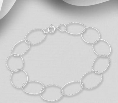 Şəkli böyütmək üçün tiklayın 925 Sterling Silver Oval Links Bracelet