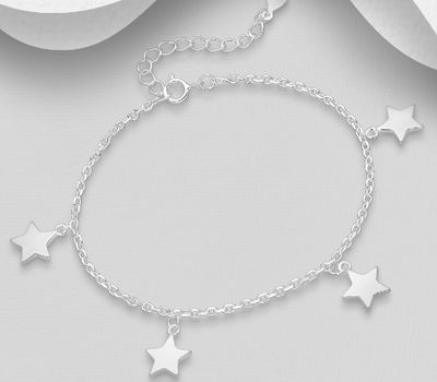 Şəkli böyütmək üçün tiklayın 925 Sterling Silver Star Bracelet