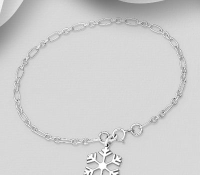 Şəkli böyütmək üçün tiklayın 925 Sterling Silver Bracelet Featuring with Snowflake