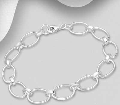 Şəkli böyütmək üçün tiklayın 925 Sterling Silver Oval Links Bracelet