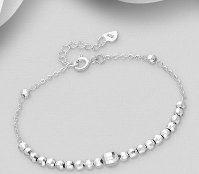 925 Sterling Silver Bracelet Featuring Faceted Beads