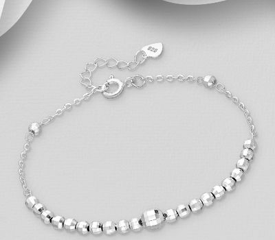 Şəkli böyütmək üçün tiklayın 925 Sterling Silver Bracelet Featuring Faceted Beads