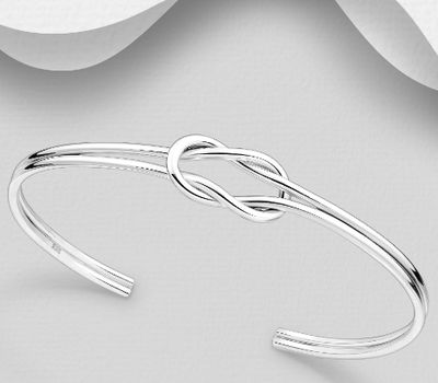 Şəkli böyütmək üçün tiklayın 925 Sterling Silver Knot Cuff Bracelet
