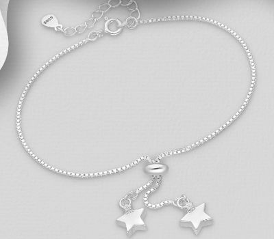Şəkli böyütmək üçün tiklayın 925 Sterling Silver Star Bracelet