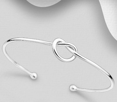Şəkli böyütmək üçün tiklayın 925 Sterling Silver Love Knot Cuff Bracelet