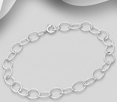 Şəkli böyütmək üçün tiklayın 925 Sterling Silver Link Chain Bracelet