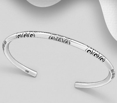 Şəkli böyütmək üçün tiklayın 925 Sterling Silver Oxidized Cuff Bracelet