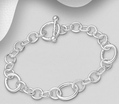 Şəkli böyütmək üçün tiklayın 925 Sterling Silver Toggle Clasp Bracelet