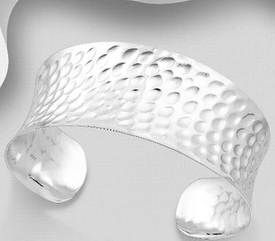 Şəkli böyütmək üçün tiklayın 925 Sterling Silver Hammered Cuff Bracelet