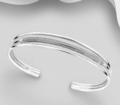 925 Sterling Silver Coil Cuff Bracelet