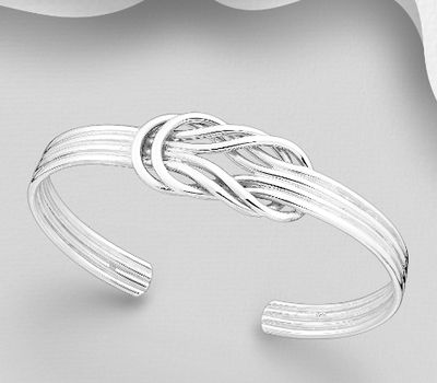 Şəkli böyütmək üçün tiklayın 925 Sterling Silver Knot Cuff Bracelet