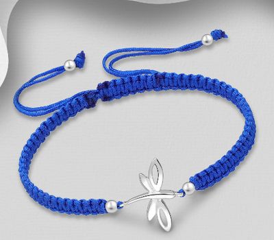 Şəkli böyütmək üçün tiklayın 925 Sterling Silver Dragonfly with Adjustable Thread Bracelet