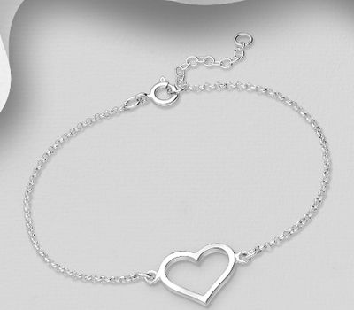 Şəkli böyütmək üçün tiklayın 925 Sterling Silver Heart Chain Bracelet