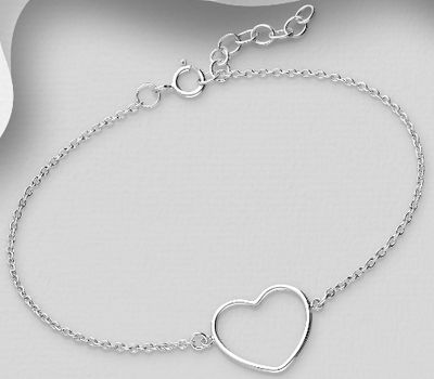 Şəkli böyütmək üçün tiklayın 925 Sterling Silver Heart Bracelet