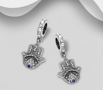 Malın səhifəsinə keç 925 Sterling Silver Hamsa Bead-Charm