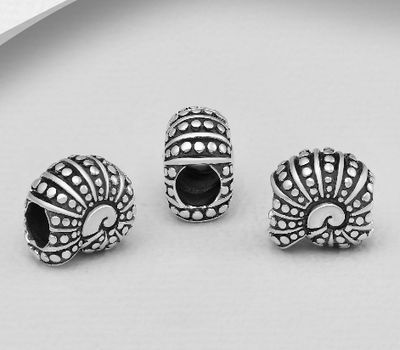 925 Sterling Silver Oxidized Shell Bead
