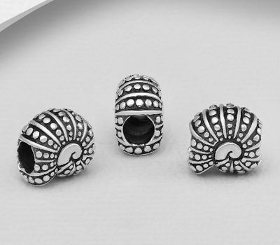 Şəkli böyütmək üçün tiklayın 925 Sterling Silver Oxidized Shell Bead