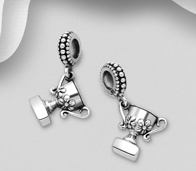 Şəkli böyütmək üçün tiklayın 925 Sterling Silver Oxidized Trophy Bead-Charm