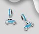 925 Sterling Silver Car Bead-Charm, Decorated with Colored Enamel