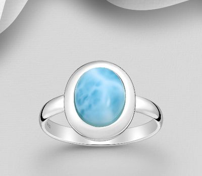 Şəkli böyütmək üçün tiklayın 925 Sterling Silver Ring, Decorated with Larimar