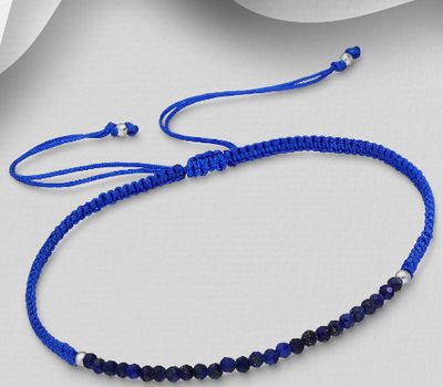 Şəkli böyütmək üçün tiklayın 925 Sterling Silver Adjustable Bracelet, Beaded with Various Gemstone Beads