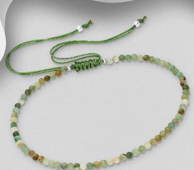 925 Sterling Silver Adjustable Ball Bracelet, Beaded with Gemstone Beads, Stone Shape and Size Will Vary.