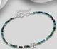 925 Sterling Silver Adjustable Oxidized Turtle Bracelet, Beaded with Gemstone Beads